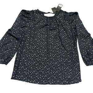 NWT Anthropologie Current Air navy blouse with silver stars. Sz Medium.